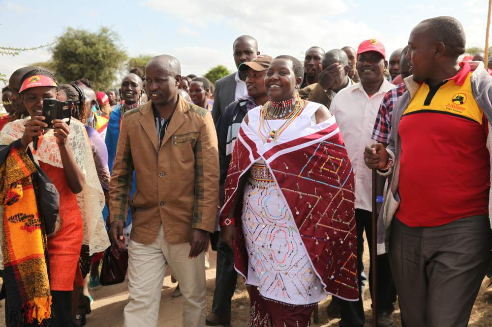 Member of parliament Peris Tobiko surrounded by her supporters at a rally in Kajiado, Kenya.Tobiko was the first woman from the Maasai community to win a parliamentary seat despite elders performing a death curse on anyone who dared to vote for her.