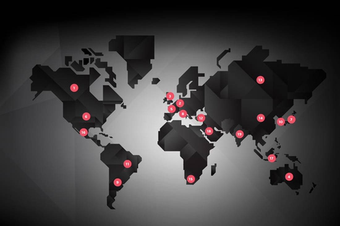G countries. Control Foundation Map. Good and Bad World.