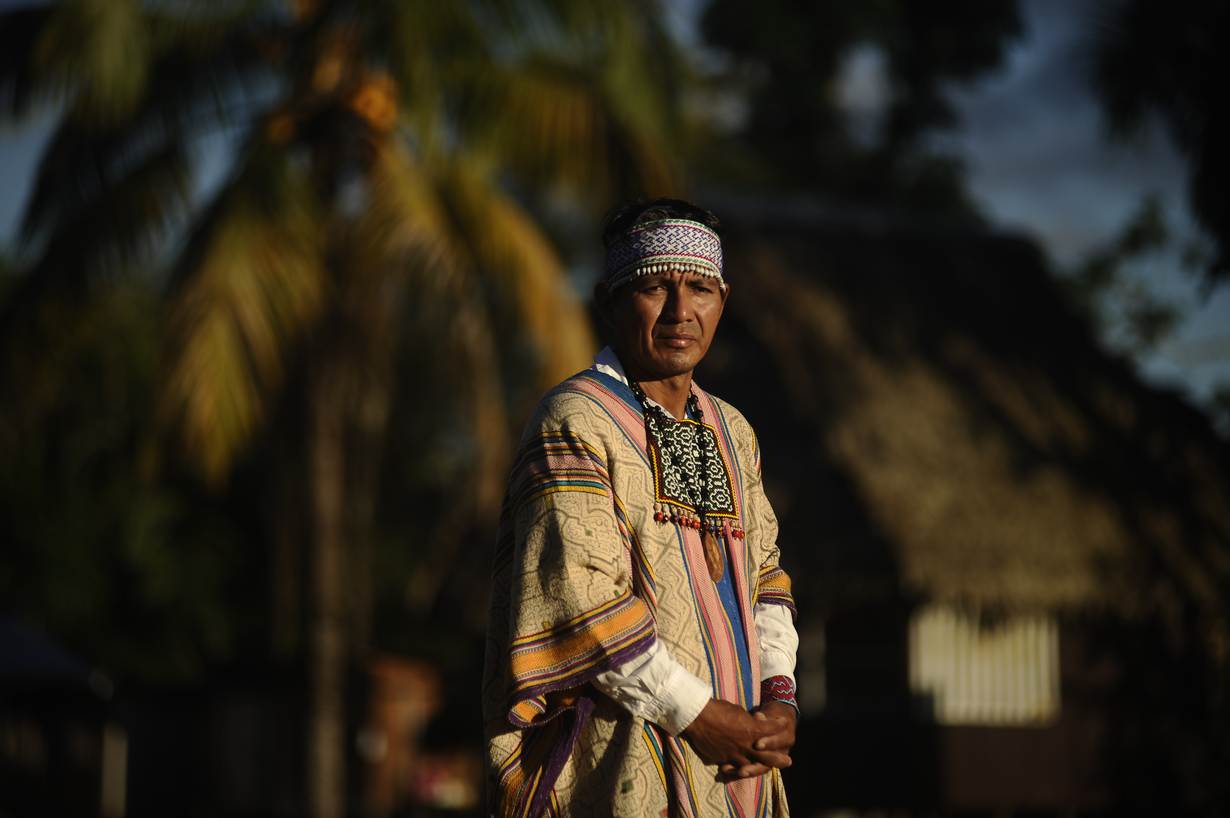 Saúl Martinez, leader of the Shipibo-Konibo community, is seen in Flor de Ucayali, Peru, 6 June, 2022. Thomson Reuters Foundation / Hugo Alejos