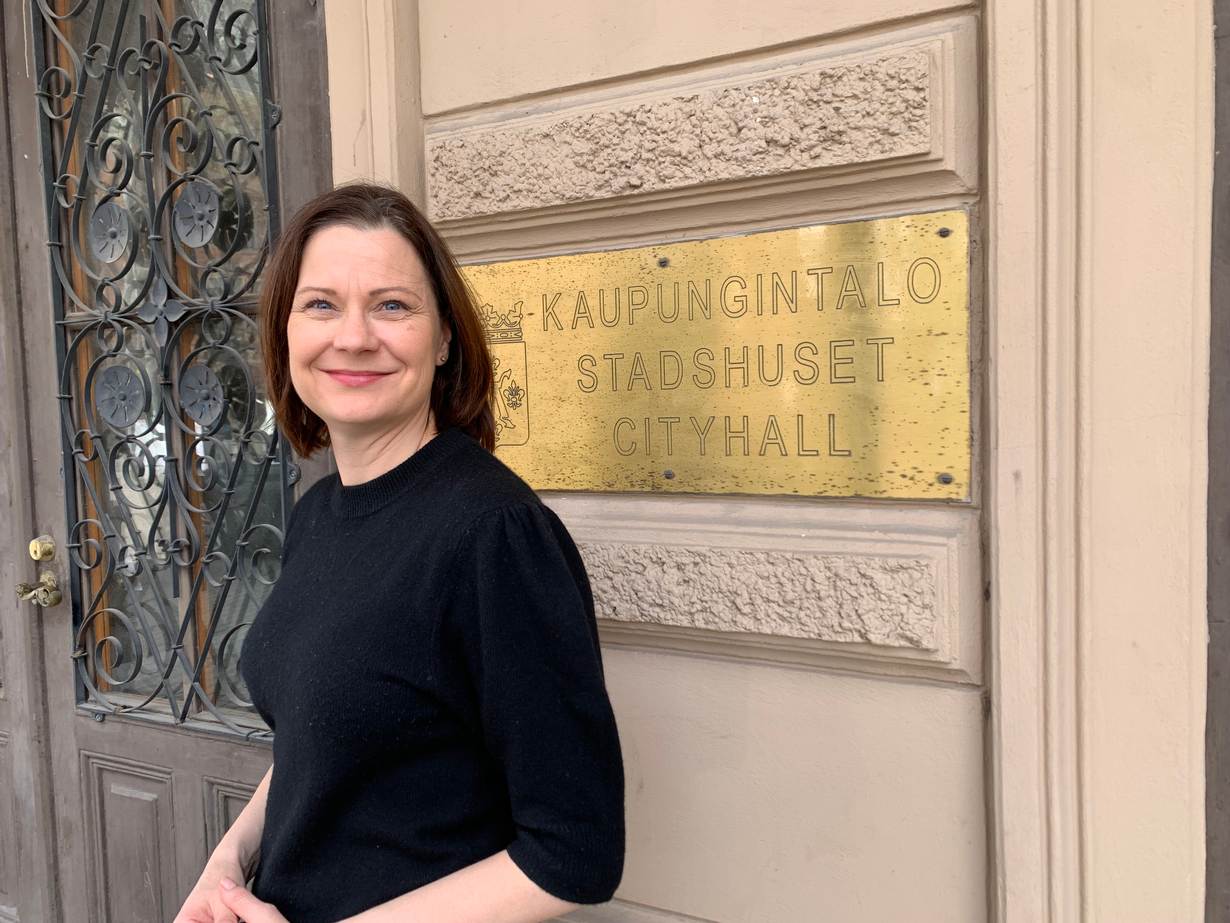Minna Arve, mayor of the Finnish city of Turku, says the municipality is on track for carbon neutrality by a target date of 2029, April 26, 2022. Thomson Reuters Foundation/Alister Doyle